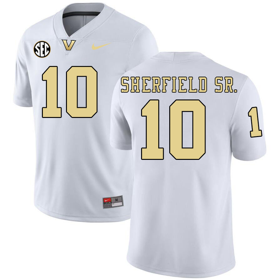 Trent Sherfield Sr. Jersey,Vanderbilt Commodores #10 Trent Sherfield Sr. Football Jersey-White 2024